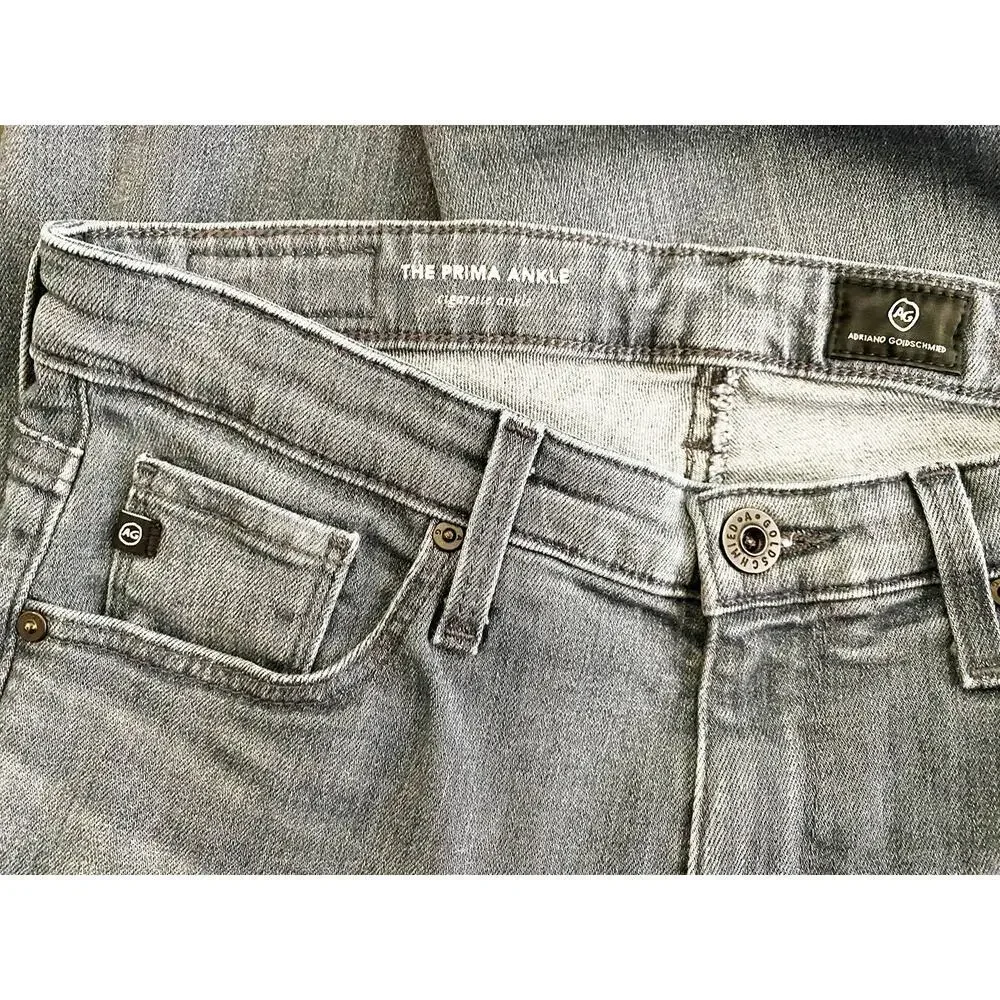 AG Womens The Prima Ankle MidRise Cigarette Ankle Split Hem Stretch Jean Raw Hem